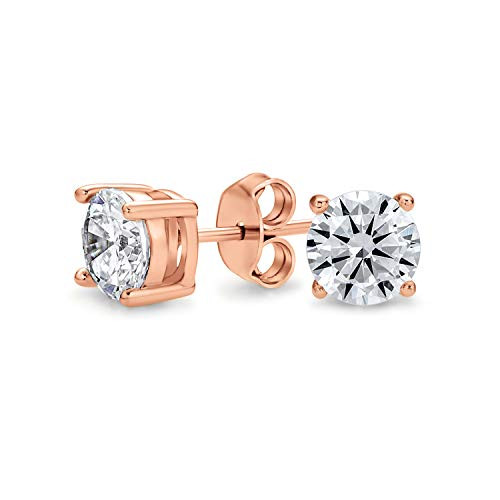.75CT Round Cubic Zirconia Brilliant Cut Solitaire AAA CZ Stud Earrings For Women Rose Gold Plated 925 Sterling Silver .75CT Round Cubic Zirconia Brilliant Cut Solitaire AAA CZ Stud Earrings For Women Rose Gold Plated 925 Sterling Silver