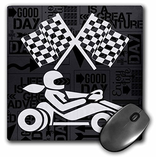 3D Rose"Gocart Racer Checkered Flags in Black and White Adventure Word Art" Matte Finish Mouse Pad - 8 x 8" - mp_173210_1 3D Rose"Gocart Racer Checkered Flags in Black and White Adventure Word Art" Matte Finish Mouse Pad - 8 x 8" - mp_173210_1