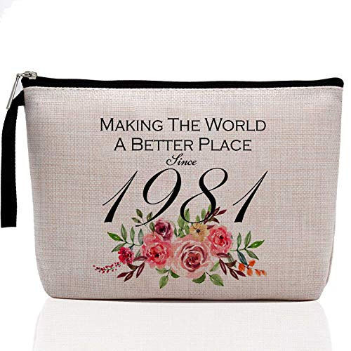 40th Birthday Gifts for Women-Making The World A Better Place Since 1981- 40 Years Old Makeup Bag for Her- Friend- Mom- Sister-- Wife- Aunt- Coworker Boss 40th Birthday Gifts for Women-Making The World A Better Place Since 1981- 40 Years Old Makeup Bag for Her- Friend- Mom- Sister-- Wife- Aunt- Coworker Boss