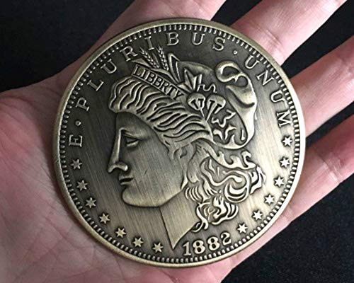 icechan Jumbo Copper Morgan Dollar -7cm- Bronze Stage Magic Tricks Coin Magic Props Funny Coin Appearing Gimmick Classic Magician Toys -Bronze-