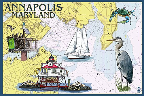 Annapolis- Maryland- Nautical Chart -9x12 Art Print- Wall Decor Travel Poster-