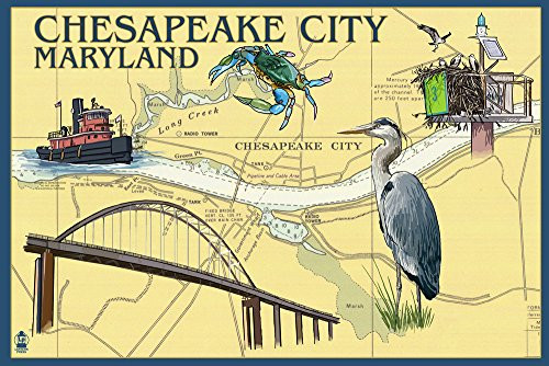 Chesapeake City- Maryland- Nautical Chart -9x12 Art Print- Wall Decor Travel Poster-