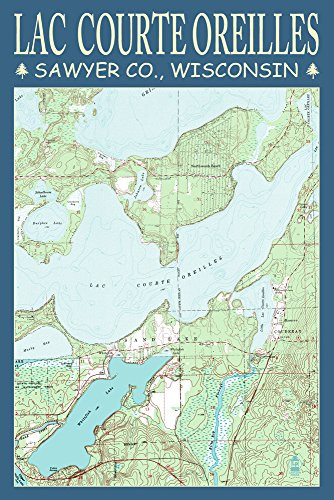 Lac Courte Oreilles Chart- Sawyer County- Wisconsin -9x12 Art Print- Wall Decor Travel Poster-