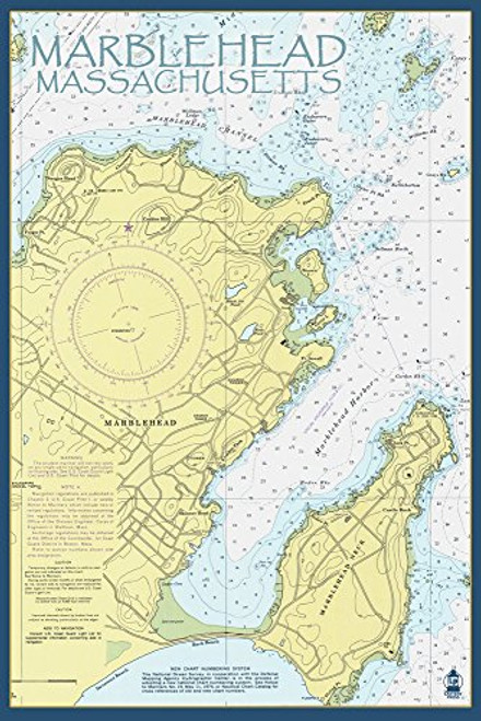 Marblehead- Massachusetts- Nautical Chart -9x12 Art Print- Wall Decor Travel Poster-