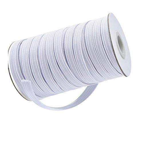 100 Yard 1/4 Inch -6mm- White Elastic String Cord Elastic Rope Braided Stretch Strap Cord Roll Elastic Spool Elastic String Heavy Stretch High Elasticity Knit for Sewing Crafts DIY Bedspread Cuff