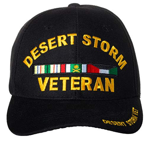 Artisan Owl Desert Storm Veteran Service Ribbon Embroidered Black Baseball Cap Artisan Owl Desert Storm Veteran Service Ribbon Embroidered Black Baseball Cap