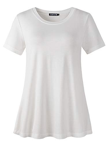TIMSEM Womens Short Sleeve Crewneck T Shirts Loose Casual Summer Basic Tops Tees XXX-Large White