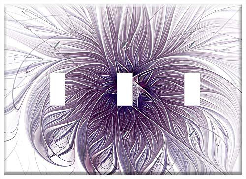 Switch Plate Triple Toggle - Purple Lavender Wisps White Background Fractal Switch Plate Triple Toggle - Purple Lavender Wisps White Background Fractal