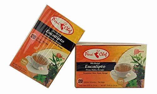2 Boxes Eucalyptus-Mint-Muña- and Borage Tea Disgestive Eucalipto Mix Herbal Te