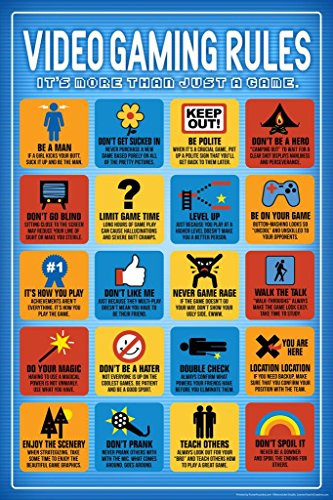 Video Game Gaming Rules Chart Cool Wall Decor Art Print Poster 24x36