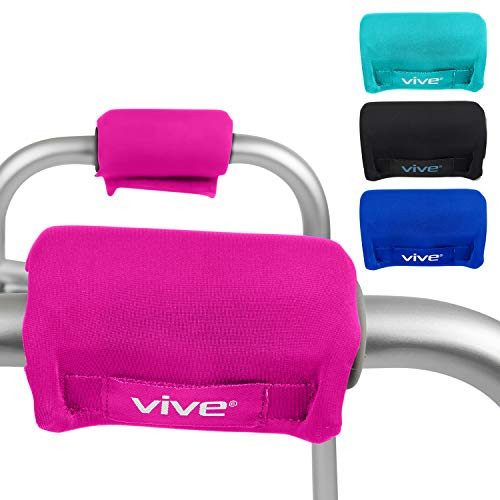 Vive Walker Grips - Padded Hand Covers - Soft Cushion Padding Medical for Folding Rolling Wheelchair- Rollator Handle- Senior- Elderly Grippers - Crutch Handle Pads - Mobility Aid Hand Cushion -Pink-