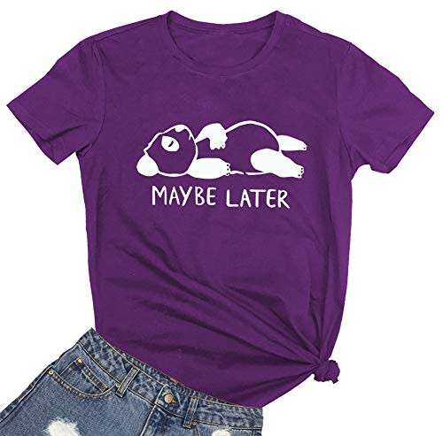 YITAN Women Graphic Tees Cute T Shirts Purple Medium