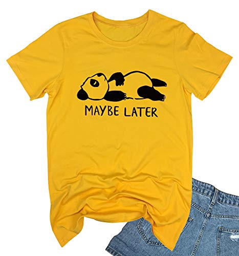 YITAN Women Graphic Tees Cute T Shirts Yellow Small
