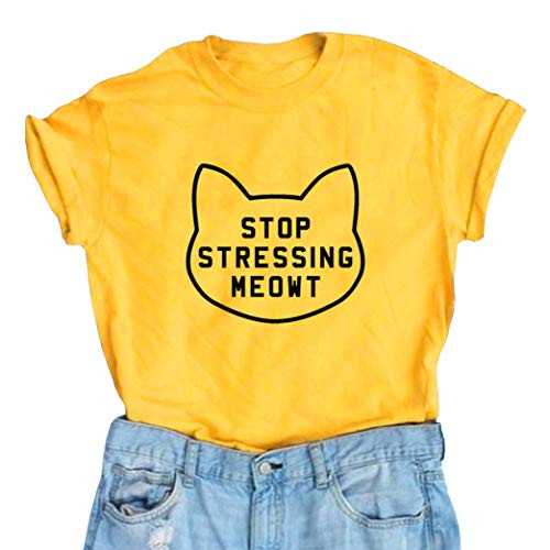 YITAN Women Cute Graphic T Shirts Teen Girls Clothes Funny Tops Yellow XX-Large