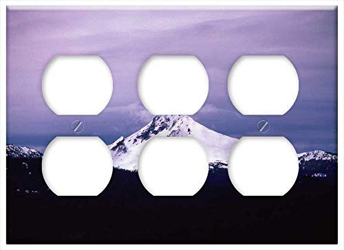 Triple Duplex Outlet Wall Plate Cover - Purple Sky Clouds Mountain Mountains Landscape