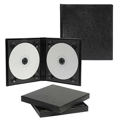 Neil Enterprises- Inc Classic Black Leather Double CD/DVD Holder - Holds 2 discs