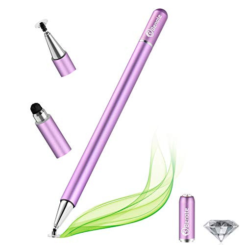 Stylus Pens for Touch Screens- High Sensitivity Capacitive Pen 2-in-1 Disc  and  Fiber Tips Fine Point Stylus Pen Drawing and Writing- Stylus for ipad- iPhone- Apple- Mini- Air- Android and More-Purple