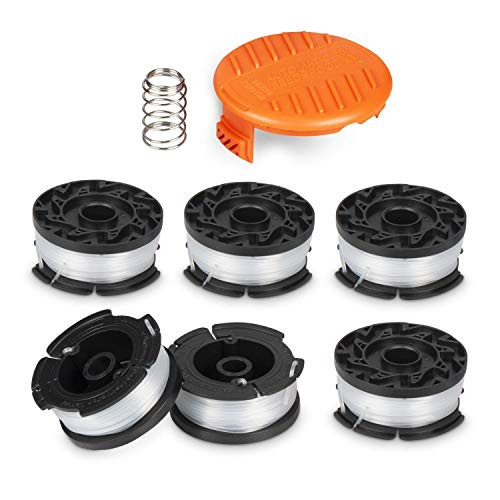 Deyard Trimmer Spool Compatible with BLACK Plus DECKER Autofeed System Replacement Durable AF-100 String Trimmer Edger- 30ft 0.065 inch Line String Trimmer -6 Replacement Spool- 1 Spool Cap- 1 Spring-