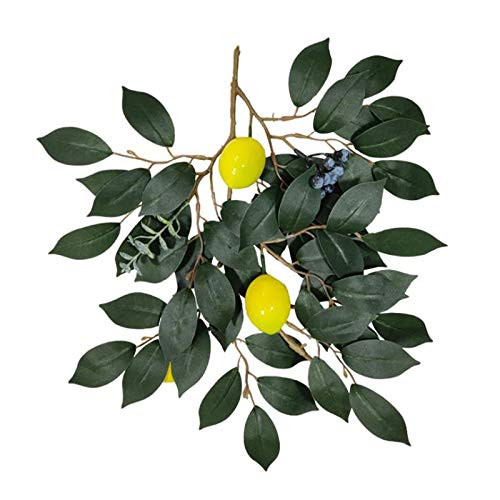 DUDNJC Artificial Lemon Branch- 4 Pcs Fake Lemon Tree Decor Lemon Flower Swag Yellow Fake Lemon Flower Branch with Green Leaves for Home Wedding Party Decoration DUDNJC Artificial Lemon Branch- 4 Pcs Fake Lemon Tree Decor Lemon Flower Swag Yellow Fake Lemon Flower Branch with Green Leaves for Home Wedding Party Decoration