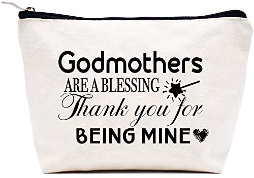 Godmother Gifts from Godchild - Birthday Baptism Mothers Day Christmas gifts for Godmother - Makeup Bag Cosmetic Bag Travel Pouch Gift - Godmothers Are A Blessing Thank You for Being Mine Godmother Gifts from Godchild - Birthday Baptism Mothers Day Christmas gifts for Godmother - Makeup Bag Cosmetic Bag Travel Pouch Gift - Godmothers Are A Blessing Thank You for Being Mine