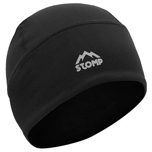 Stomp Skull Cap Helmet Liner Running Beanie - Winter Ski Thermal Under Helmet Cycling Head Hat Black
