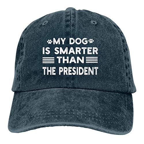 WSXEDC My Dog is Smarter Than The President Adjustable Washed Unisex Dad Hat Trucker Cap Hat Navy