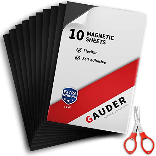 GAUDER Magnetic Sheets with Adhesive Backing | Peel and Stick Magnet Sheets | Flexible Magnetic Paper