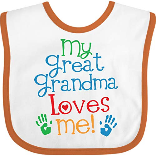 Inktastic My Great Grandma Loves Me Gift for Baby Bib White and Orange 3e7e2