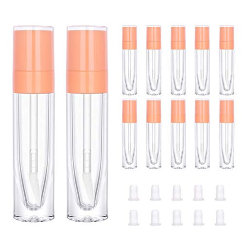 10Pcs Lip Gloss Tubes with Wand- CAIYA 8ml Empty Lip Balm Containers Refillable Lipstick Tubes Lip Glaze Tubes Clear Lip Gloss Bulk with Rubber Stoppers for DIY Lip Gloss Sample-Orange-