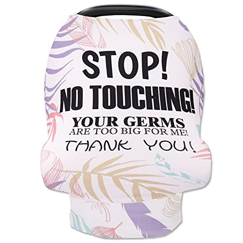 Feather Car Seat Covers for Babies- No Touching Sign Car seat Canopy- Infant Stroller Covers for Newborn Girl Boy- Multiuse Nursing Covers for Breastfeeding- Ultra-Soft Breathable- Nursing Scarf