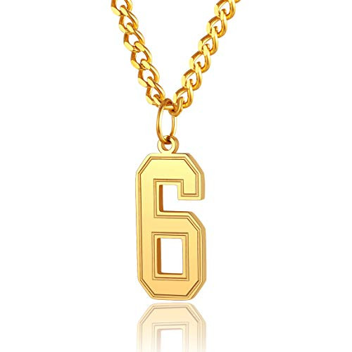 Number 6 Necklaces Pendants Cuban Chain 
