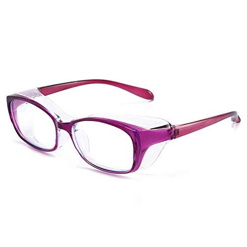 Safety Glasses Anti Fog for Men Womens Blue Light Blocking Eye Protection Goggles with Clear Side Shields Purple