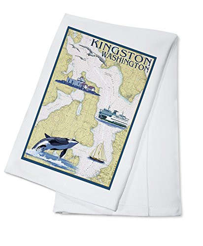 Kingston- Washington- Nautical Chart -100 percent Cotton Kitchen Towel-