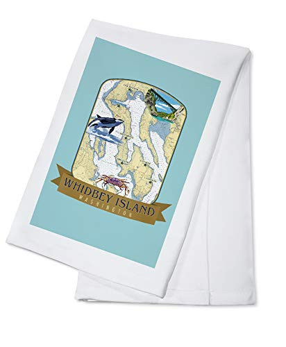 Whidbey Island- Washington- Nautical Chart- Contour -100 percent Cotton Kitchen Towel-