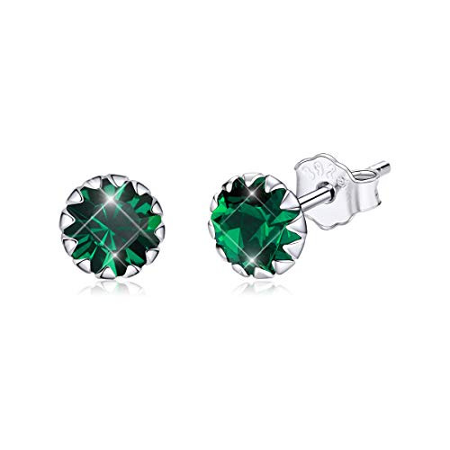 BAMOER May Birthstone Stud Earrings for Girls Hypoallergenic 925 Sterling Silver Green Cubic Zirconia Earrings Women Jewelry BAMOER May Birthstone Stud Earrings for Girls Hypoallergenic 925 Sterling Silver Green Cubic Zirconia Earrings Women Jewelry