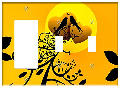3-Gang 1-Rocker/GFCI 2-Toggle Combination Wall Plate Cover - Birds Chirping Love Balz Sitting Branch 3-Gang 1-Rocker/GFCI 2-Toggle Combination Wall Plate Cover - Birds Chirping Love Balz Sitting Branch