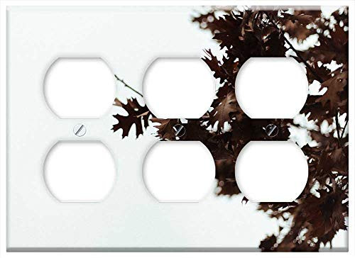 Triple Duplex Outlet Wall Plate Cover - Maple Leaves Tree Branch Autumn Season Nature