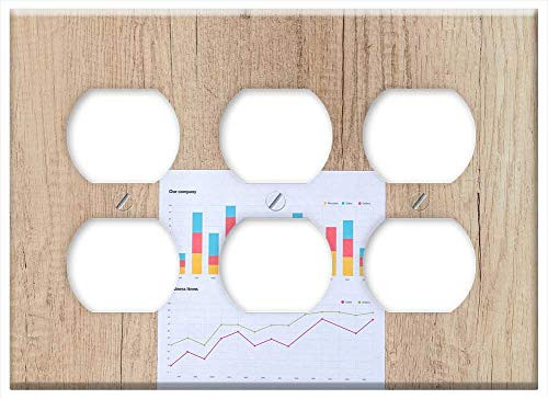 Triple Duplex Outlet Wall Plate Cover - Chart Graph Finance Financial Data Stats 4
