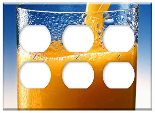 Triple Duplex Outlet Wall Plate Cover - Orange Juice Juice Vitamins Drink Frisch Vitamin C