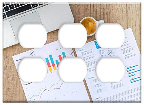 Triple Duplex Outlet Wall Plate Cover - Chart Graph Finance Financial Data Stats
