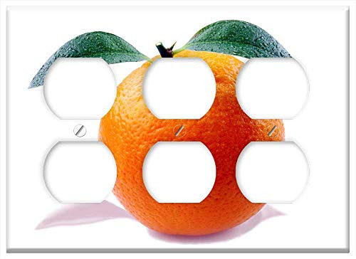 Triple Duplex Outlet Wall Plate Cover - Orange Citrus Fruit Fruit Vitamins Fresh Juice