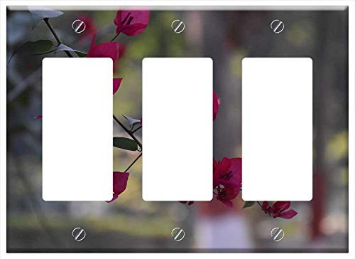 Switch Plate Triple Rocker/GFCI - Nature Flora Flower Leaf Branch