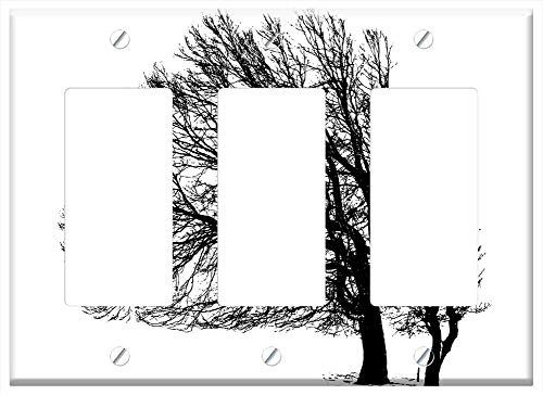 Switch Plate Triple Rocker/GFCI - Tree Silhouette Winter Nature Branch