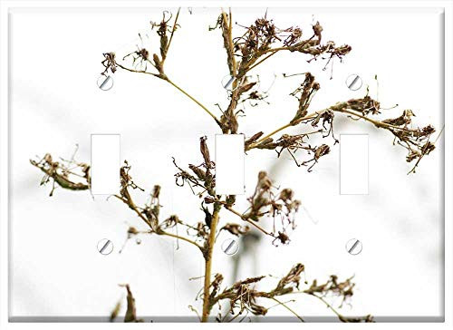 Switch Plate Triple Toggle - Flower Dried Up Branch Ornament Decor Leaves