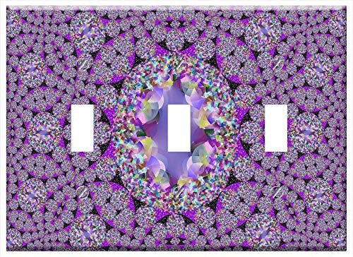 Switch Plate Triple Toggle - Spots Blacks Purples Patterns Round Circles 3