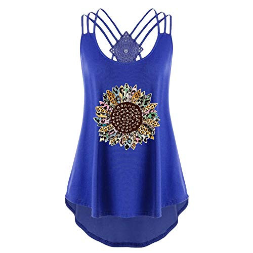 GCETTIC Womens Tank Tops Summer Casual Sunflower Cross Sleeveless Tees Blouses Shirts T-Shirts Tunics Camis Tanks Vests