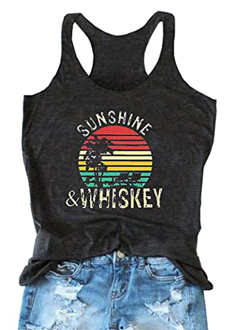 BOMYTAO Women Tank Tops Sleeveless Summer Graphic Tees Shirts Workout Tank Top Casual Tank Tops -Gray-- Medium-