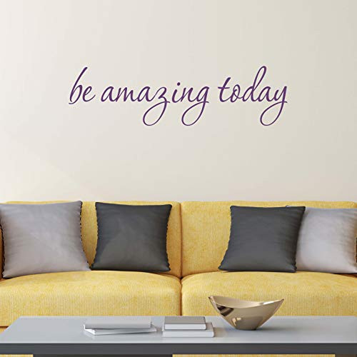 Vinyl Quote Me Be Amazing Today Wall Decal Sticker Decor | Inspirational Wall Decals | Motivational Wall Sticker | Be Amazing Today Wall Decor | 22x6-Purple