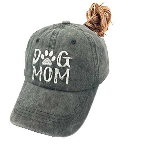 Waldeal Women's Embroideried Dog Mom High Ponytail Baseball Caps Washed Dad Hat Black Waldeal Women's Embroideried Dog Mom High Ponytail Baseball Caps Washed Dad Hat Black