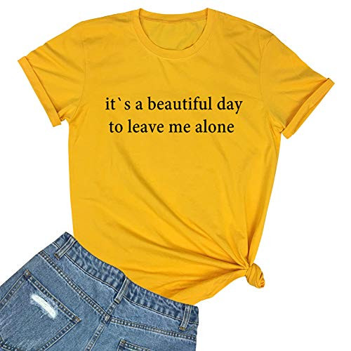 YITAN Women Graphic Printed Tees Cute T Shirts Yellow X-Large